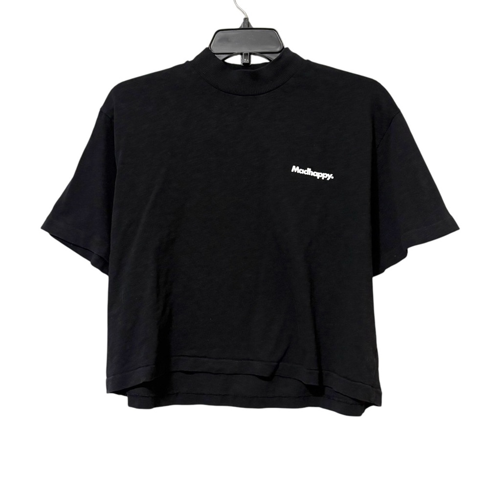 Madhappy Black Cropped Tee with White Logo
